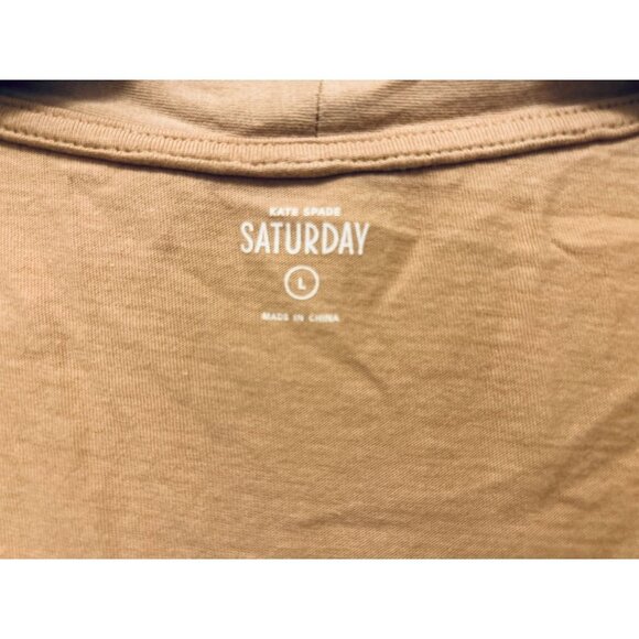 Kate Spade Saturday Cotton T-Shirt Short Sleeve Low Neck Tan Color Size Large - Picture 3 of 5